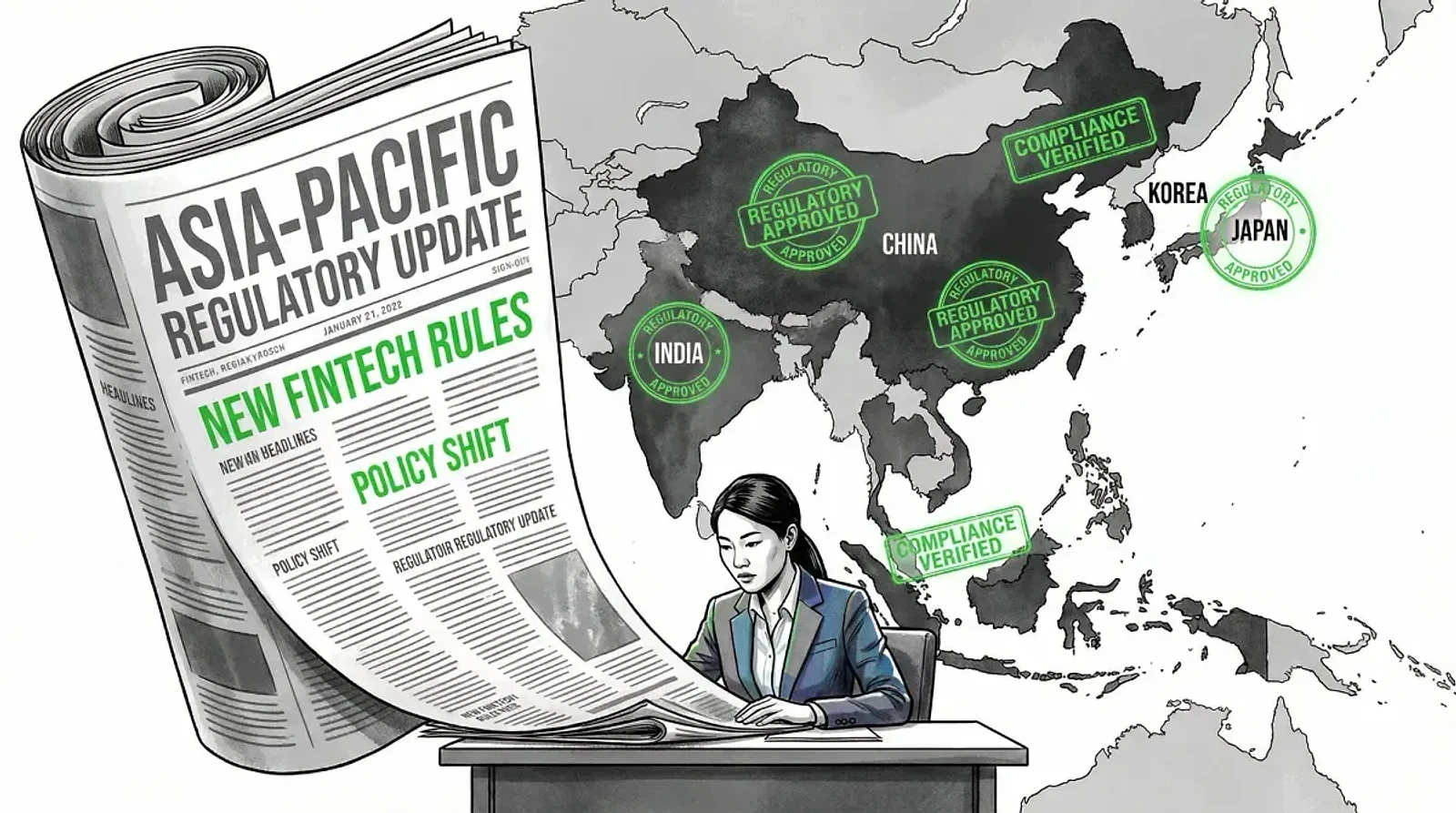 Asia's Digital Frontier: Regulators Clamp Down on Fintech Wild West in February 2026 — editorial cover artwork