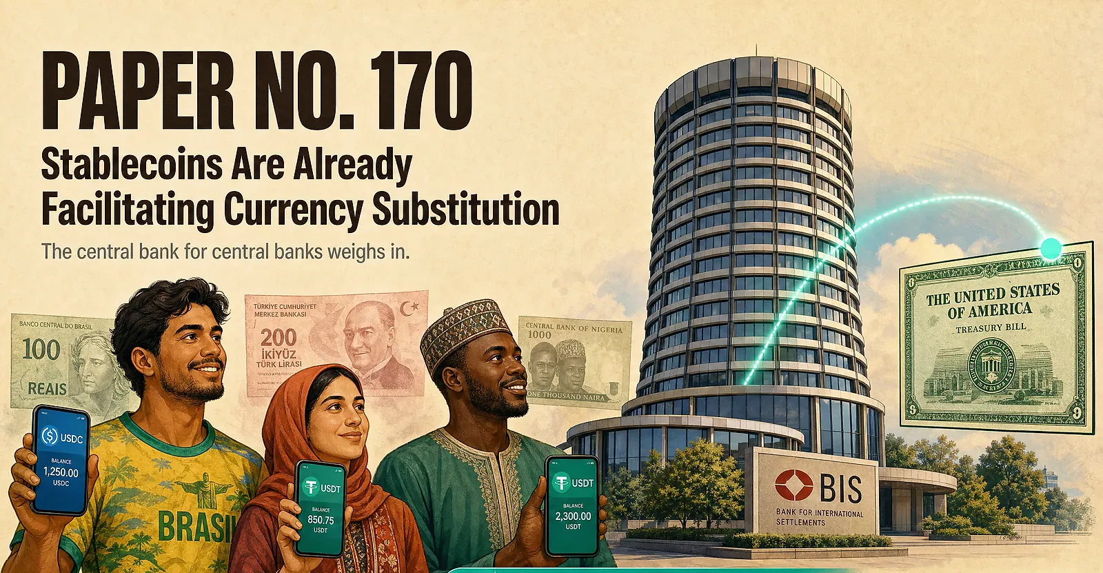 BIS Paper No. 170: Stablecoins Already Facilitating Currency Substitution — editorial cover artwork