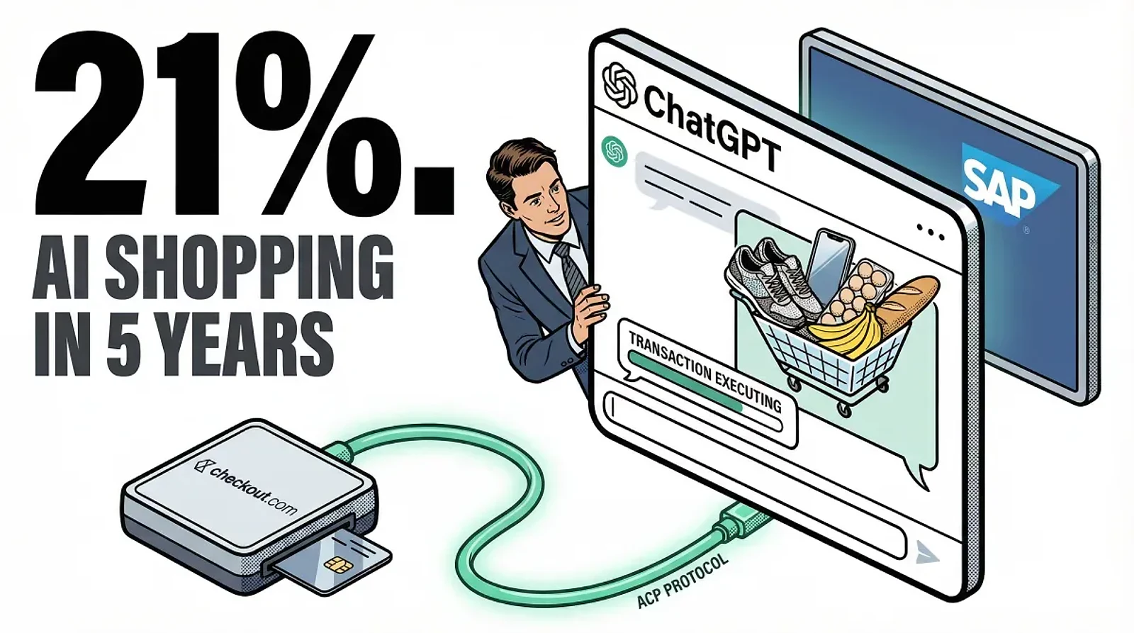 Checkout.com Adopts OpenAI-Backed ACP to Power AI Agent Commerce for Enterprise Merchants — editorial cover artwork