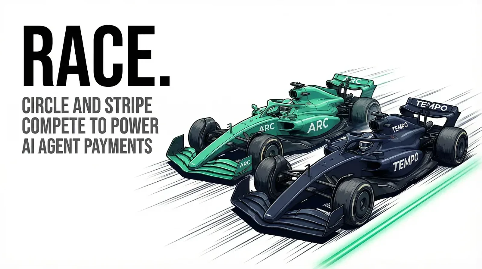 Circle and Stripe Race to Build AI Agent Stablecoin Payments on Competing Blockchains — editorial cover artwork
