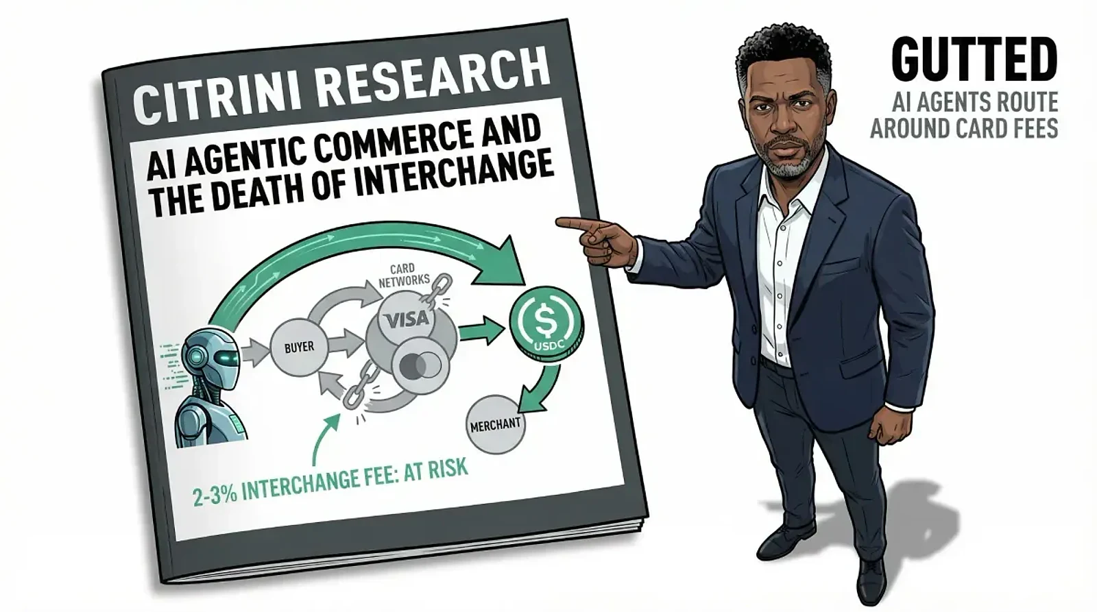 Citrini Research Warns AI Agentic Commerce Could Gut Card Network Economics — editorial cover artwork