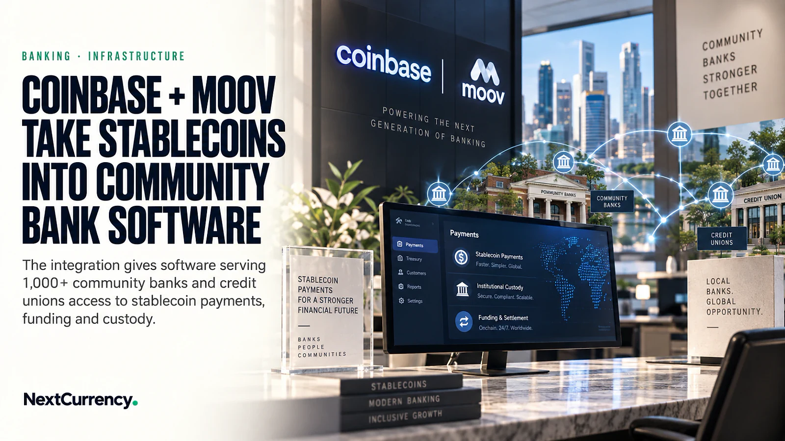 Coinbase and Moov Partner to Bring Stablecoin Payments to Community Bank Software — editorial cover artwork