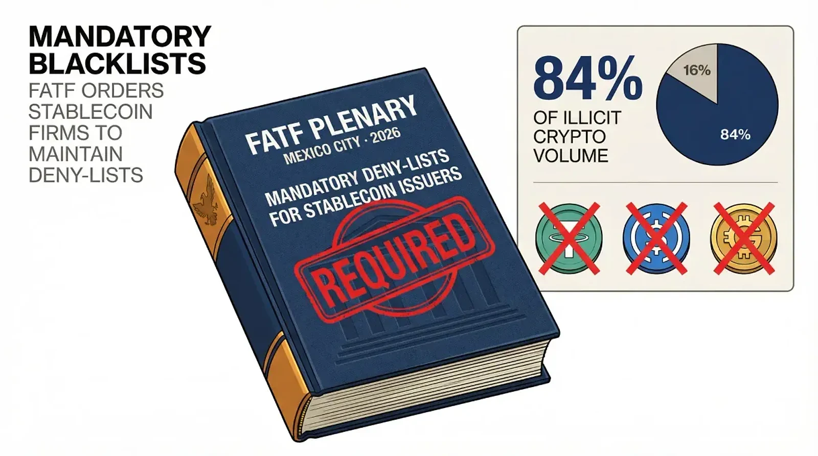 FATF Calls for Mandatory Deny-Lists at Stablecoin Firms After Mexico City Plenary — editorial cover artwork