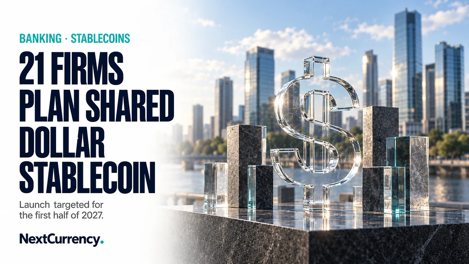 21 Financial Institutions Plan Shared Dollar Stablecoin for First Half of 2027 — editorial cover artwork