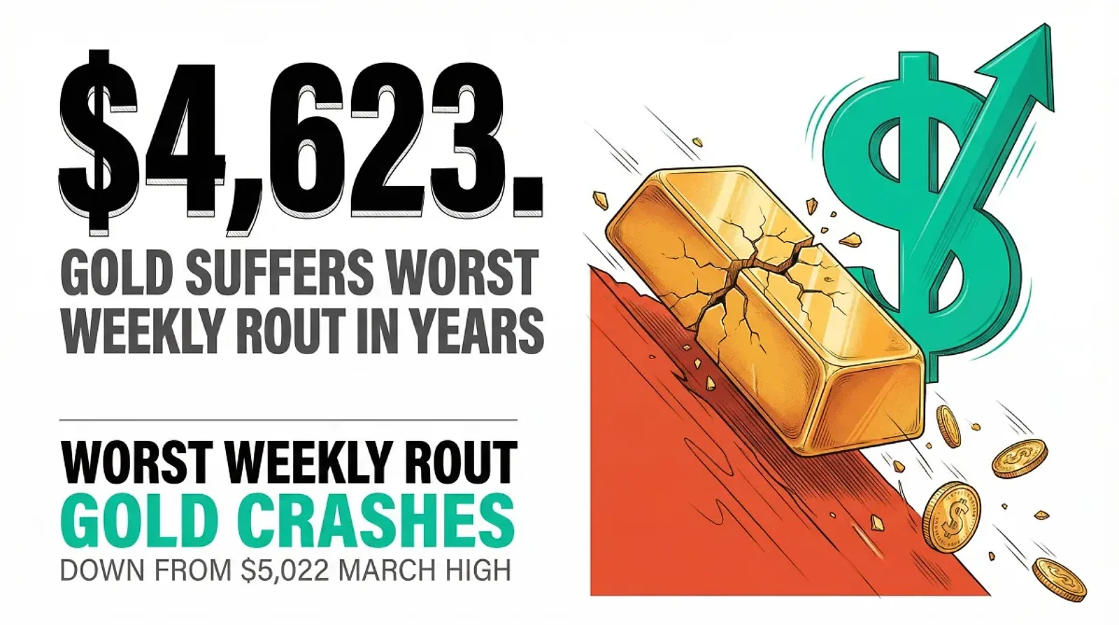Gold Suffers Worst Weekly Rout in Years as Fed Holds and Dollar Surges — editorial cover artwork