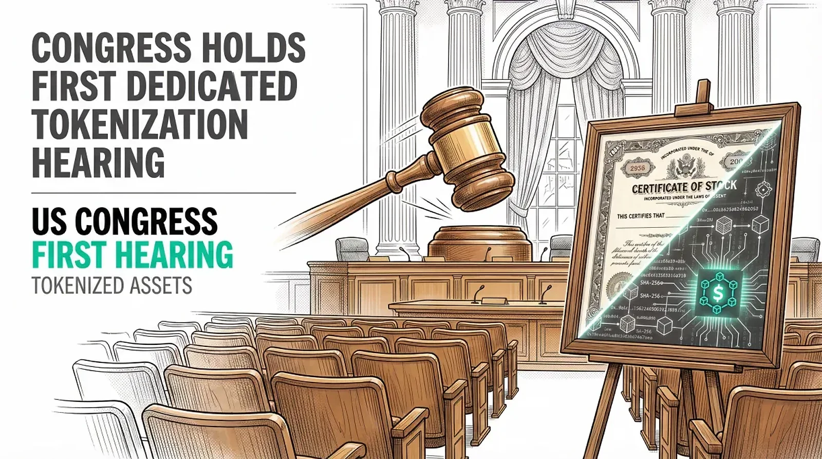 House Financial Services Committee Holds First Dedicated Tokenization Hearing as RWA Market Tops $26 Billion — editorial cover artwork
