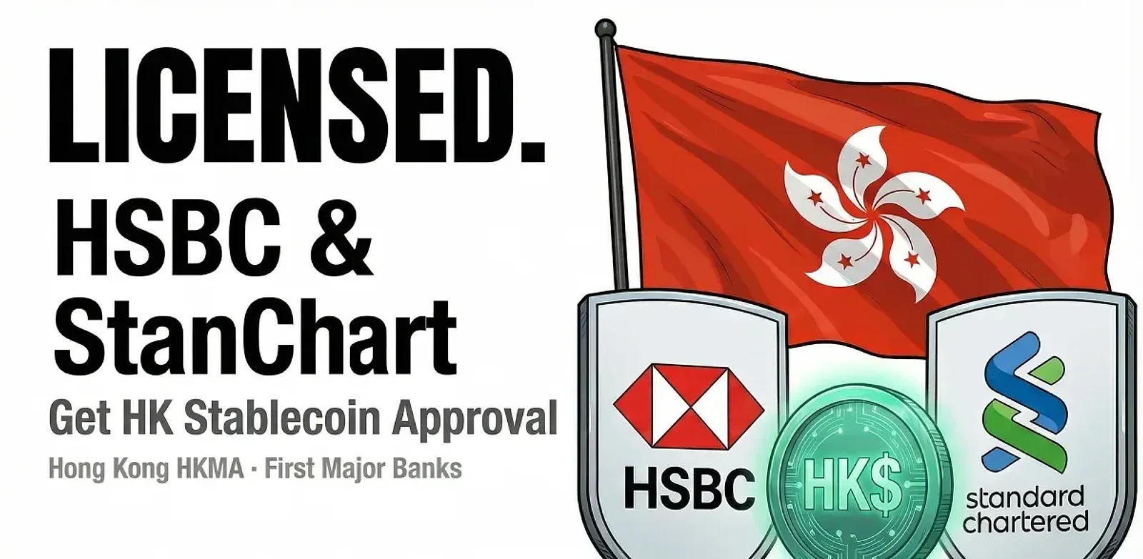 HSBC and Standard Chartered Set to Receive Hong Kong's First Stablecoin Licenses — editorial cover artwork
