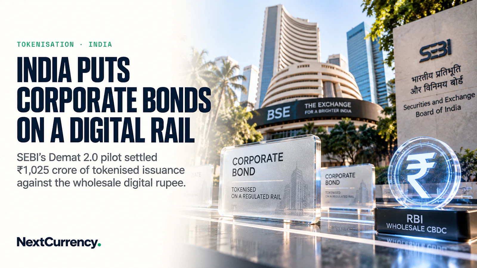 SEBI Launches Demat 2.0 Pilot for Tokenised Corporate Bonds With Digital Rupee Settlement — editorial cover artwork