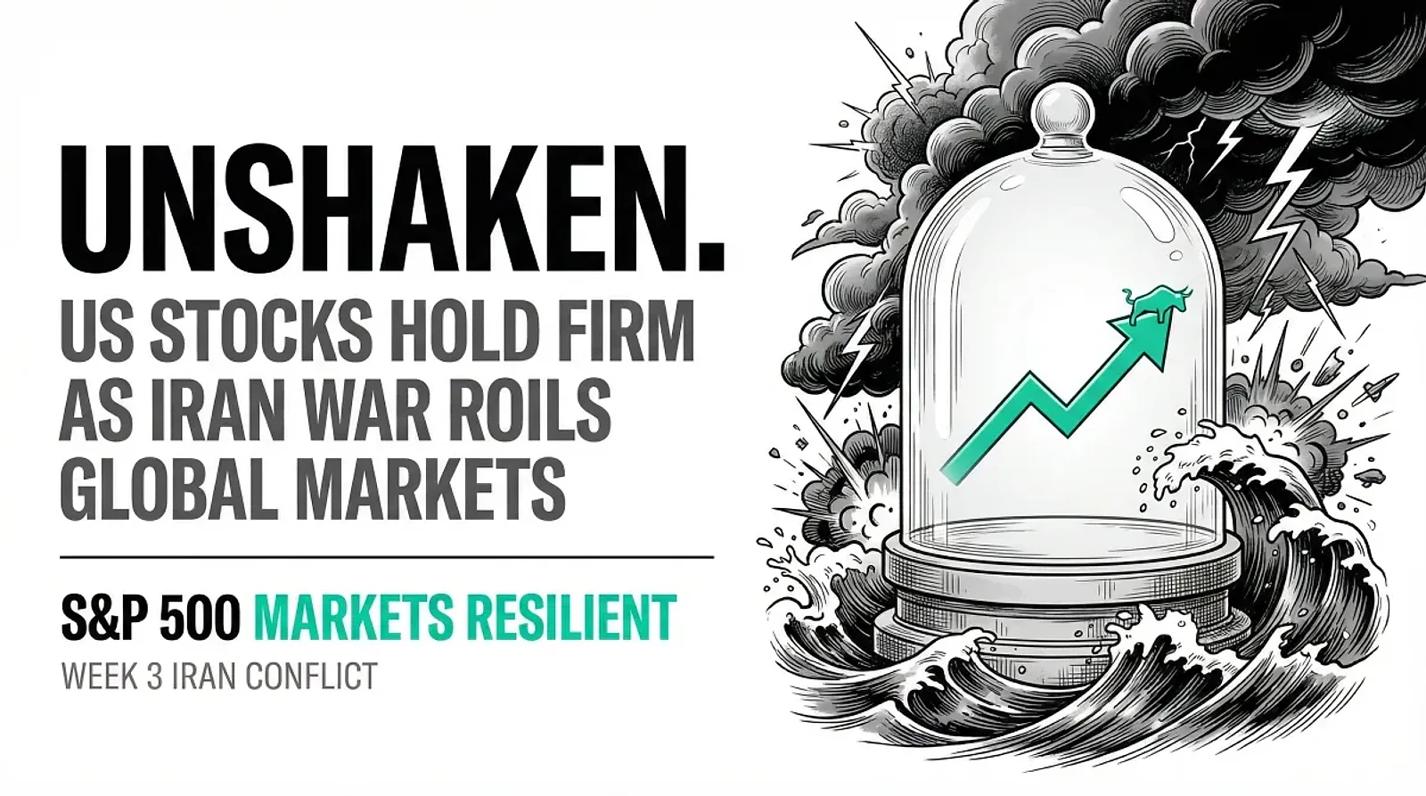 Iran War Roils Global Markets, but US Stocks Prove Surprisingly Resilient — editorial cover artwork