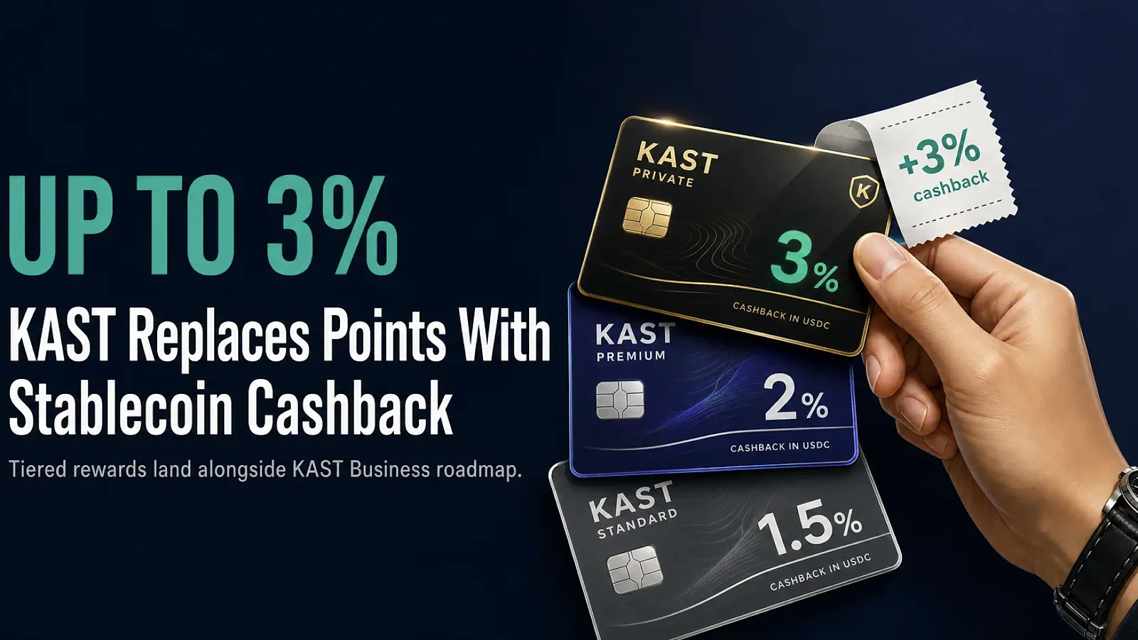 KAST Launches Tier-Based Stablecoin Cashback Up to 3 Percent — editorial cover artwork