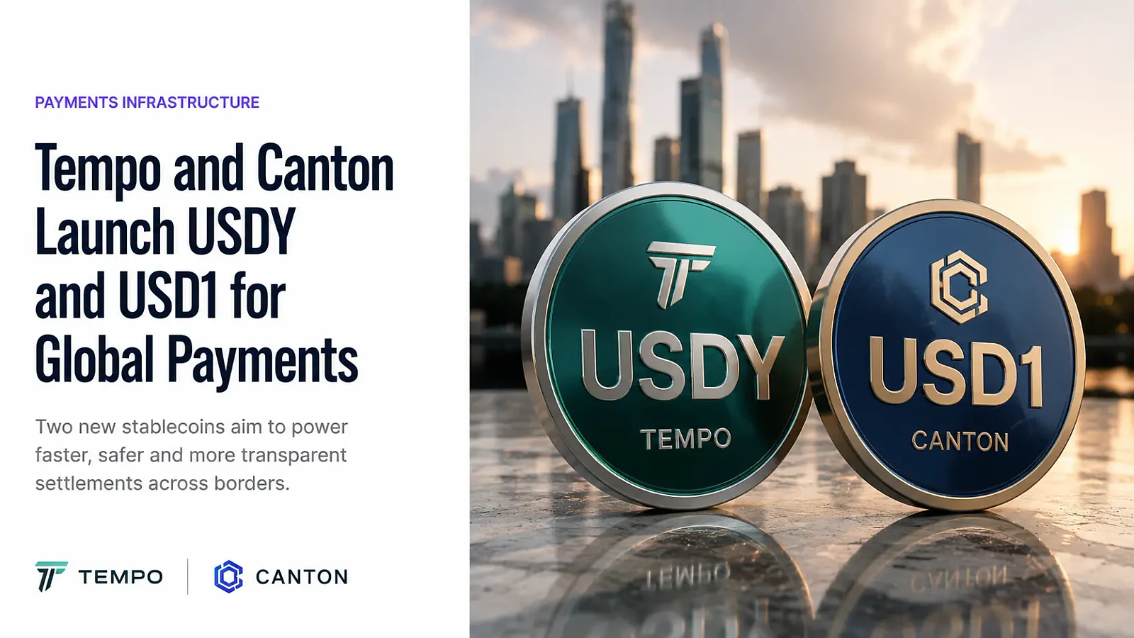 Ondo USDY goes live on Tempo as USD1 becomes native on Canton — editorial cover artwork