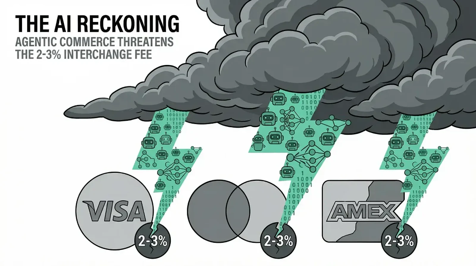 Payment Networks Face an AI Reckoning as Agentic Commerce Threatens Card Rails — editorial cover artwork