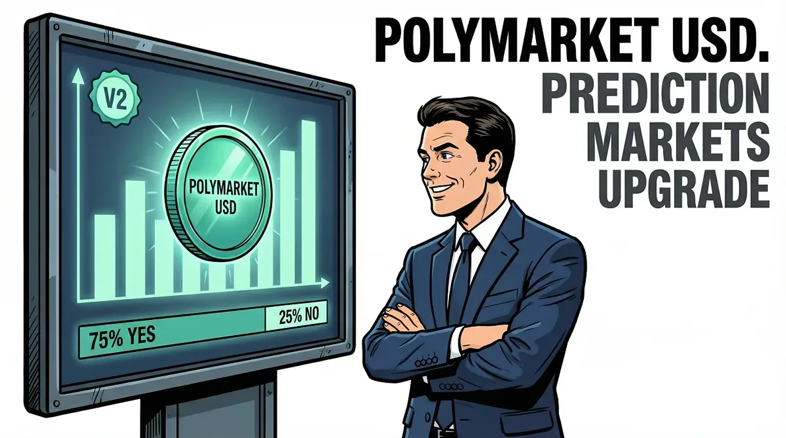 Polymarket Launches Polymarket USD Stablecoin and CTF Exchange V2, Overhauling Prediction Market Infrastructure — editorial cover artwork