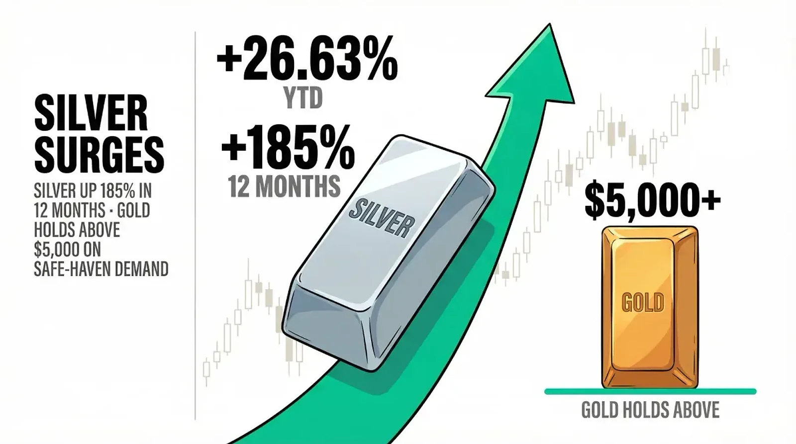 Precious Metals Open March With Silver Surging 26% YTD as Gold Holds Above $5,000 — editorial cover artwork