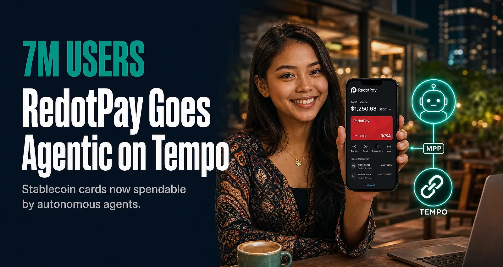 RedotPay Plugs 7M Users Into Tempo's Machine Payments Protocol for AI Agentic Payments — editorial cover artwork