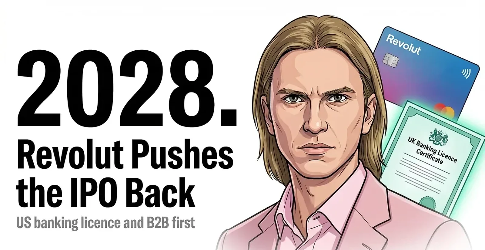 Revolut CEO Confirms IPO Pushed to 2028 as Company Targets $150 Billion Public Valuation — editorial cover artwork