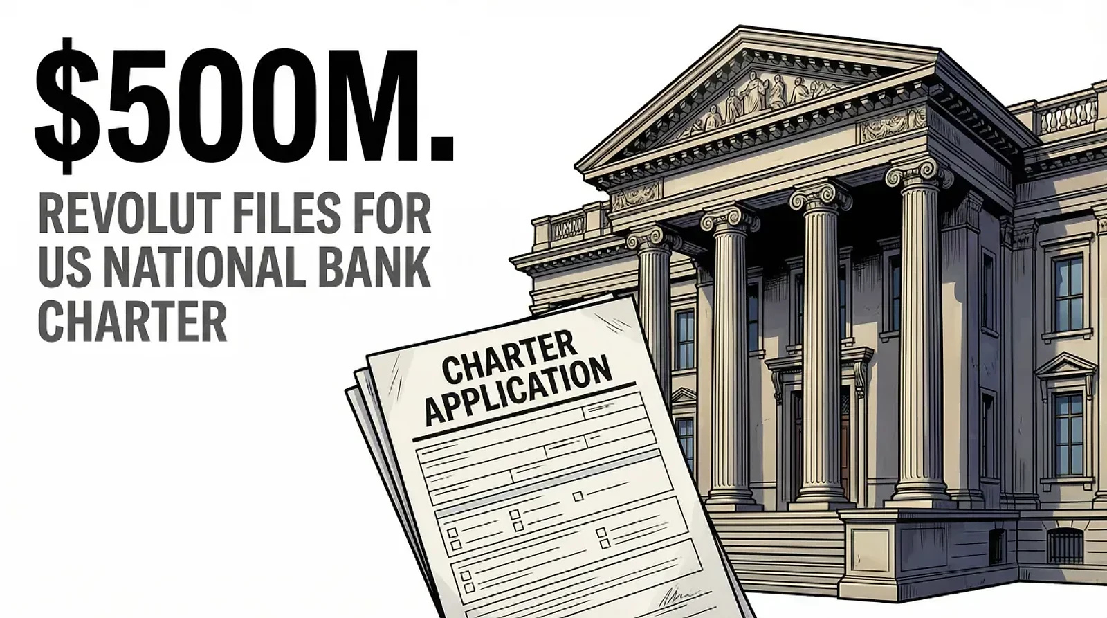 Revolut Files for US National Bank Charter in $500 Million Second Attempt — editorial cover artwork