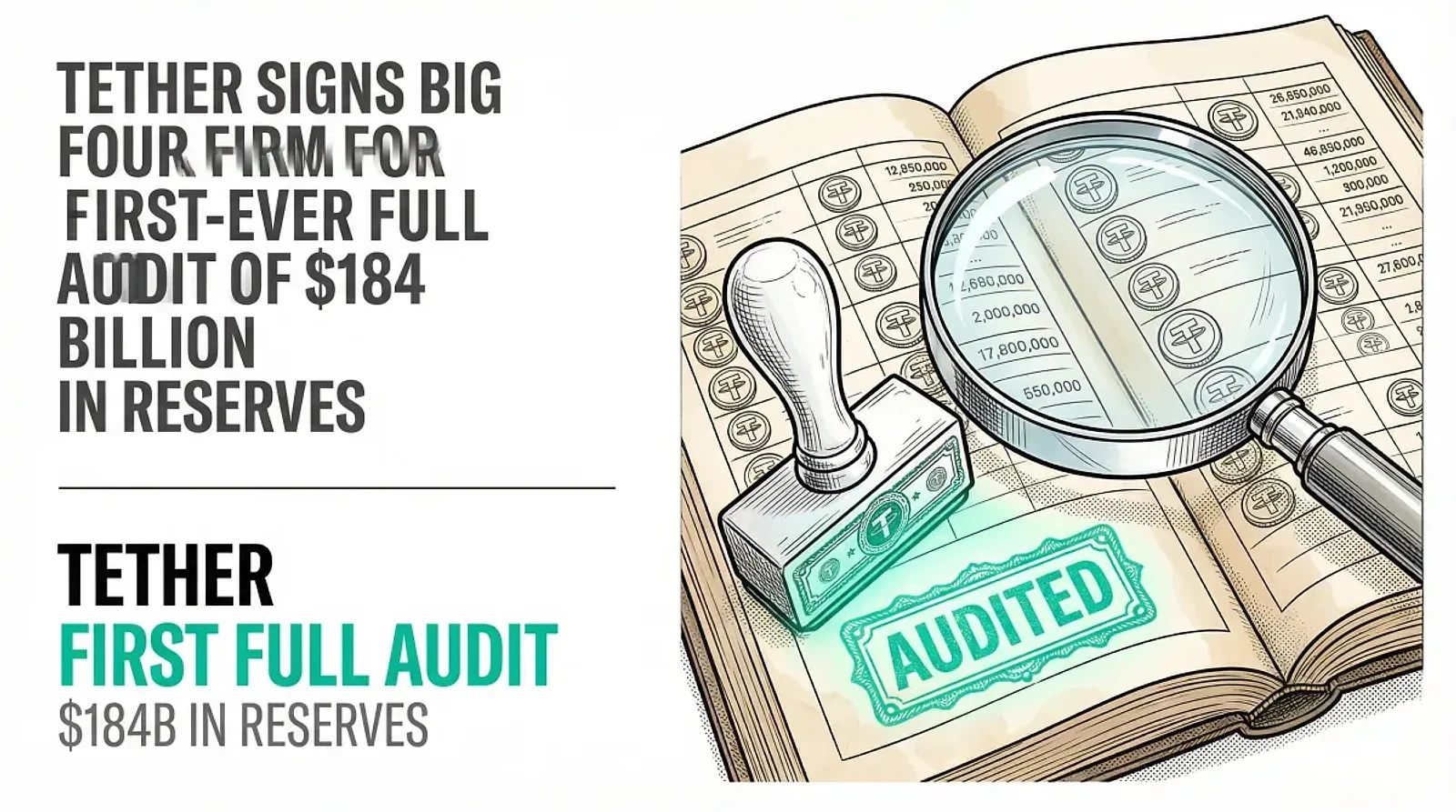 Tether Engages Big Four Firm for First Full Independent Audit, Billing It as Largest Inaugural Audit in Financial History — editorial cover artwork
