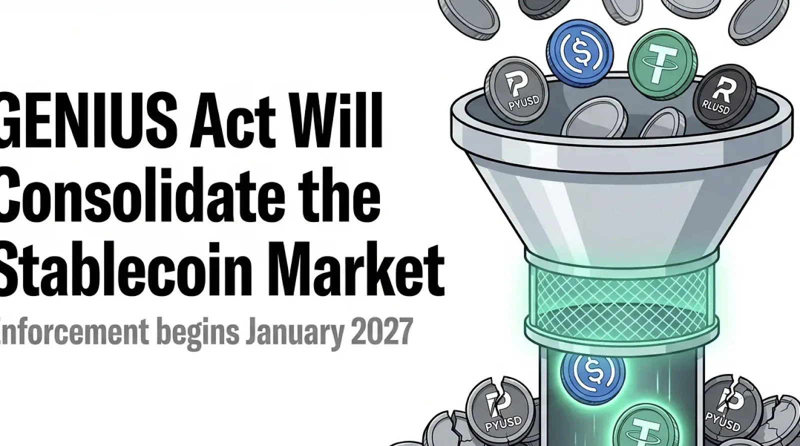 The GENIUS Act's Compliance Section Will Consolidate the Stablecoin Market — editorial cover artwork