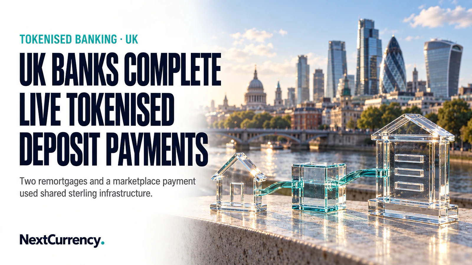 UK Banks Complete Live Tokenised-Deposit Payments in Remortgage and Marketplace Pilots — editorial cover artwork