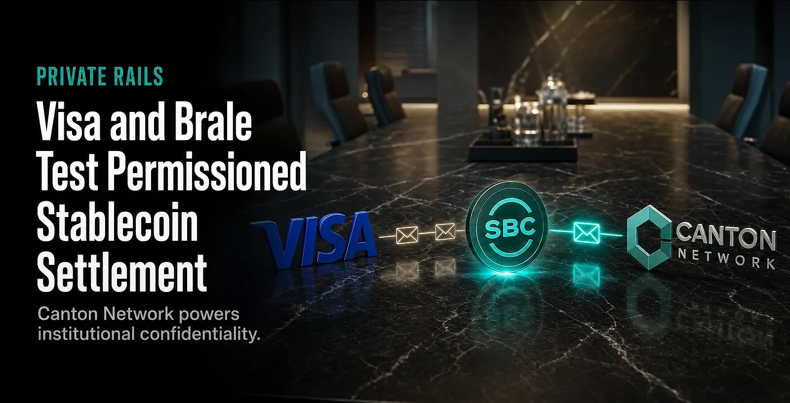 Visa and Brale Test Private Stablecoin Settlement on Canton Network — editorial cover artwork
