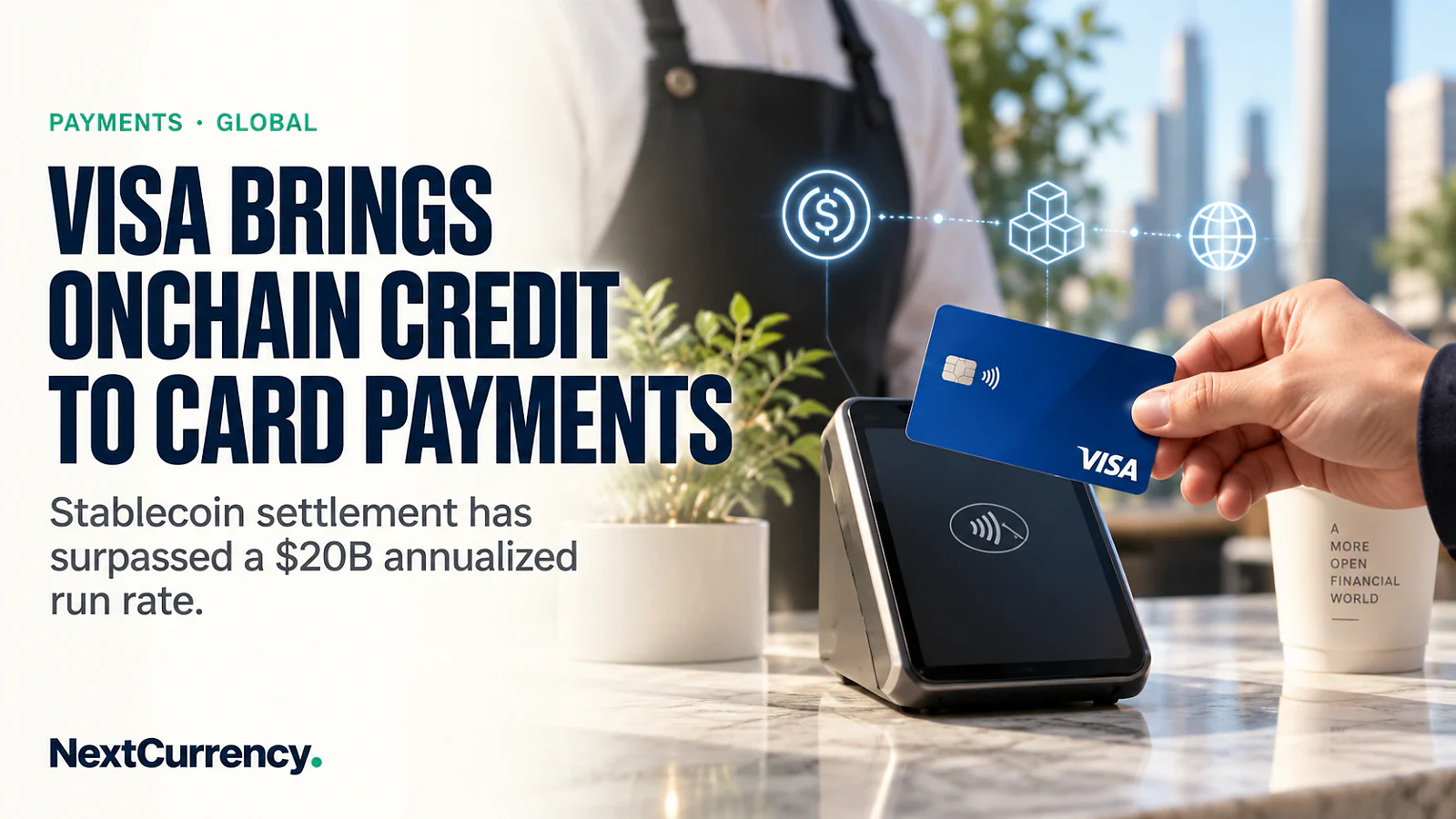Visa Introduces Onchain Credit for Stablecoin Card Settlement as Annualized Settlement Tops $20 Billion — editorial cover artwork