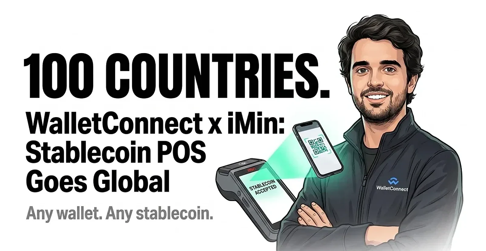 WalletConnect Pay and iMin Bring Stablecoin Payments to Smart POS Terminals in 100+ Countries — editorial cover artwork