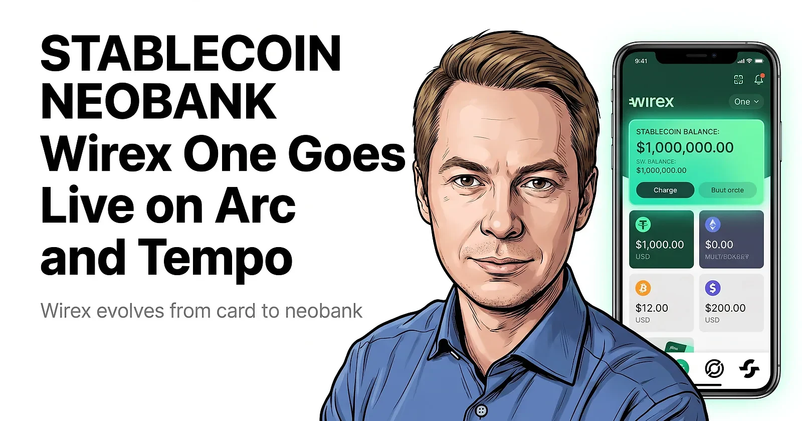 Wirex Launches Wirex One Stablecoin Neobank Built on Circle Arc and Stripe Tempo — editorial cover artwork